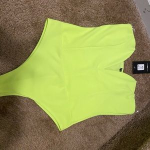 Fashion nova deep v bodysuit , neon yellow
